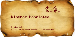 Kintner Henrietta névjegykártya